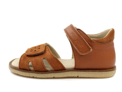 Pom Pom sandal camel med velcro